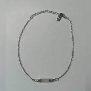 American Eagle Outfitters Silver Chain Choker Necklace with Clear Bar Crystal